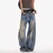 Men's Clothing Unisex Vintage Acid-Wash Baggy Jeans – 90s Streetwear, Hand-Painted Splatter & Distressed Details (Oversized Straight-Leg Cut)_mkmklike.com