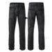 Black Rhinestone Printed Patch Jeans One Plus Sizes Jeans Motorcycle Jeans Straight_mkmklike.com