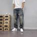 Men's Summer American Retro Loose Straight Leg Jeans Ripped Patches And Patchwork Versatile Long Pants_mkmklike.com