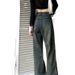 Fleece-Lined Cement Gray Vintage Pleated Wide-Leg Jeans For Women High Waist Loose Slimming Autumn Winter Petite_mkmklike.com