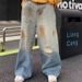Men's Clothing Mud Dyed Ripped Dirty Jeans Spring Street Wasteland Style Washed Straight Wide Leg Trousers_mkmklike.com