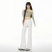 Sexy Hot Girl White Stretchy Flared Jeans For Women, New Spring Style, Non-clamming Mid-waist Bootcut Pants, Slimming_mkmklike.com