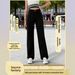 Black High Waisted Straight Leg Jeans for Women Slimming Casual Trousers Pure Color Factory Direct Pure Black Denim Jeans_mkmklike.com