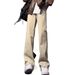 Yellow Mud Washed Jeans Men's Autumn And Winter New Cleanfit Pants American High Street Straight Scimitar Slightly Pulled Pants_mkmklike.com