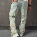 Men's clothing jeans loose trend retro casual pants wide-leg pants_mkmklike.com