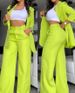 Women's Clothing Elegant Floral Sleeveless Suit Jacket + Lace Up Casual Trousers Suit_mkmklike.com