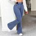 NY107 High-Waisted Stretch Flare Jeans for Women Elastic Waist Slimming Slightly Flared Long Jeans Versatile for Commute_mkmklike.com