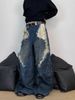 New Heavy Duty Men's Workwear Jeans Deconstructed Frayed Edge Patchwork Distressed High Street Wasteland Style For Men And Women_mkmklike.com