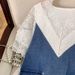 Women's Clothing Plus Size Women's V Neck Lace Stitching Denim Dress XX2522_mkmklike.com