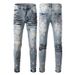 Men's Distressed Slim Fit Jeans With Paint Splatter & Whisker Details - Stretch Denim Pants For Casual Wear_mkmklike.com