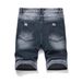Men's Clothing Non Elastic Denim Shorts Summer Loose Straight New Style Old Denim Five Point Hole Pants_mkmklike.com