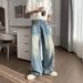 Men's Retro Washed Distressed Ripped Jeans Loose Straight Leg Casual Versatile Trousers_mkmklike.com