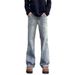 Cleanfit Whiskered Bamboo Pattern Men's Jeans High Street Style Straight Leg Slightly Flared Vibe Pants For Autumn Winter Trendy_mkmklike.com
