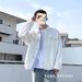 White Denim Jacket, Men's Loose Retro Workwear Jacket, Fashionable Lapel Casual Top_mkmklike.com