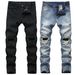 Men's Clothing Men's Zipper Ripped Jeans Trousers Zipper Men's Denim Stretch Trousers_mkmklike.com