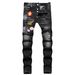 Men's Slim Fit Skinny Jeans Trendy High Street Style Cross Border Paint Reflective Badges Ripped European American Denim_mkmklike.com