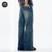 Men's Clothing High Street Ripped Jeans Straight Leg Piled Up Flared Trousers_mkmklike.com