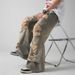 Men's Trendy Ripped Jeans Loose Fit Straight Leg High Street Style Post Apocalyptic Vibe Retro Beggar Long Pants_mkmklike.com