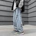 Spring And Autumn Fried Street Jeans Hong Kong Style Ins Trend Loose Casual Trousers Boys High Street Trend Brand Wide Leg Pants_mkmklike.com