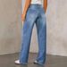 Women's Straight Leg Denim Pants European American Style Lace Up High Waist Trousers Fashionable Casual Fit_mkmklike.com