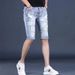 Men's Ripped Denim Shorts Cropped Jeans Printed Breeches Summer Style Trendy Brand Casual High Waist Mid Rise Shorts_mkmklike.com