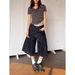 Unisex Raw Denim Straight Leg Cropped Trousers American Style mid Length Loose Wide Leg Multi Pocket Design New Summer_mkmklike.com