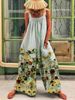 Women's 2023 Summer New Large Fashion Print Loose Strap Wide Leg Jumpsuit_mkmklike.com