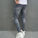 Men's Stretch Skinny Jeans With Knee Rips - Vintage Washed Denim Pants For Casual Wear (Sizes 28-38)_mkmklike.com
