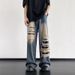 Men's Clothing Retro Patch Ripped Jeans Men's Design Japanese Summer Ins Trend Loose Versatile Wide Leg Long Pants_mkmklike.com