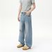 Men's Clothing Korean Style Distressed High Street Ripped Retro Whitened Fashion Loose Denim Scimitar Pants Trend_mkmklike.com