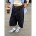 Unisex Vintage Style Denim Capri Pants - Streetwear Straight Leg Loose Fit Cropped Jeans For Summer_mkmklike.com
