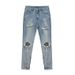Men's Clothing Distressed Denim Jeans With Zip Ankle Detail - Vintage Washed High Street Style For Men & Women (Light Blue, S-XXXL)_mkmklike.com