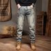 New Retro Nostalgic Jeans Men's Trendy Brand Large Size American Style Embroidered Jeans Men's Punk Straight Jeans_mkmklike.com