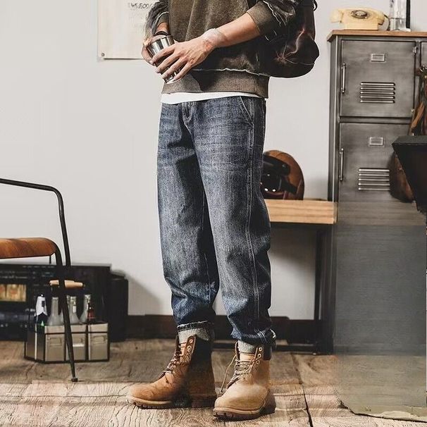 American Heavy Retro Tooling Pants Men's Spring And Autumn 2026 Jeans Men's Straight Loose Casual Pants Hip Hop_mkmklike.com