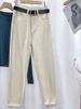 K Cowboy Straight Leg Pants For Women, New Style, Slim, High Waisted, Loose Nine Inch Haren Carrot Pants. No Belt Or Other Accessories_mkmklike.com