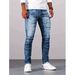 Men's Stretch Motorcycle Jeans – Light Blue Denim With Reinforced Knee Panels, Comfort-Fit Straight Leg (S-2XL)_mkmklike.com