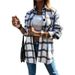 Women's Clothing plaid shirt autumn and winter new loose mid length woolen coat_mkmklike.com