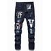 Autumn New Trendy Men's Jeans Printed Slim Fit Elastic Small Leg Mid Waist Pants_mkmklike.com