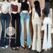 Women's Korean Style Fixed Waist Hip Enhancing Jeans V Shape Flared Pants 5 Colors Available for Pear Shaped Figures_mkmklike.com