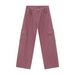 EF JEANS | 2024 New Vintage Simple Large Pocket Color Semi-elastic Waist Overalls Fresh Purple Jeans_mkmklike.com