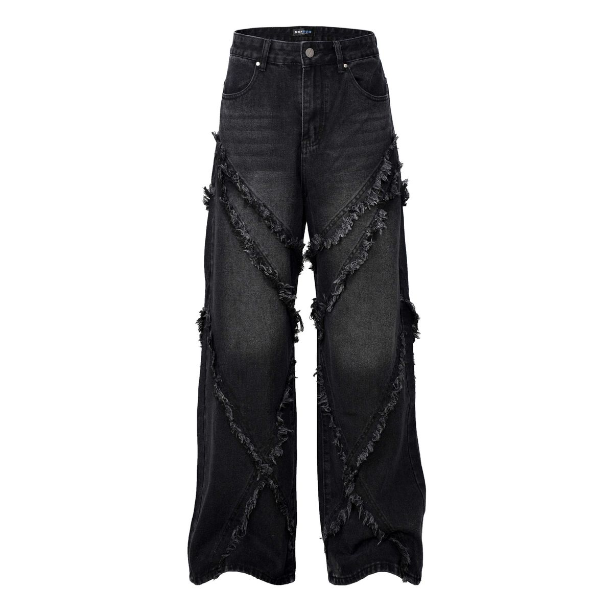 Men's Clothing High Street Washed Distressed Stitching Cat Whisker Jeans Unisex Fashion Brand Loose Wide Leg Straight Trousers_mkmklike.com