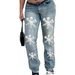 Women's Clothing Plus Size Printed Jeans_mkmklike.com