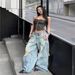 Spring Summer 2027 Fashion American Vintage Hio-Hop Light Blue Jeans Women Cotton High Waist Broken Hole Straight Type Washed Denim Pants S-3XL_mkmklike.com