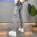 Ink Splashed Light Colored Jeans For Men, Trendy Brand, Autumn 2025 New Style, Fashionable, Personalized, Slim Fitting Skinny Jeans_mkmklike.com