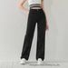 Black Rhinestone Design Straight Leg Jeans for Women Casual Slimming Versatile Autumn Winter Hot Item_mkmklike.com
