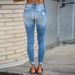 Women's Clothing Distressed Denim Jeans - Mid Rise Straight Leg Stretch Comfort Fit Casual Pants - Blue_mkmklike.com