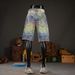 Men's High-Street Oversized Distressed Blue Wide-Leg Denim Shorts Jacquard Vintage Wash Grunge Style Clothing for Men (28-40)_mkmklike.com