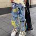 "Streetwear Embroidered Denim Jeans – Oversized Hip-Hop Style For Men & Women"_mkmklike.com