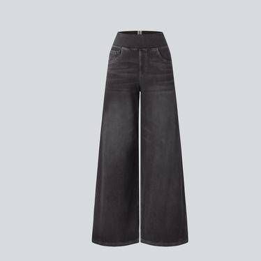 Plus Size High Waisted Jeans For Women - Vintage Washed Wide Leg Denim Pants With Stretch, Comfortable Loose Fit Trousers (S-XXL)_mkmklike.com