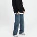 Nordmann Premium Jeans For Men Youth Spring Autumn Loose Straight Casual Long Japanese Retro Washed Distressed Wide-Leg Pants_mkmklike.com